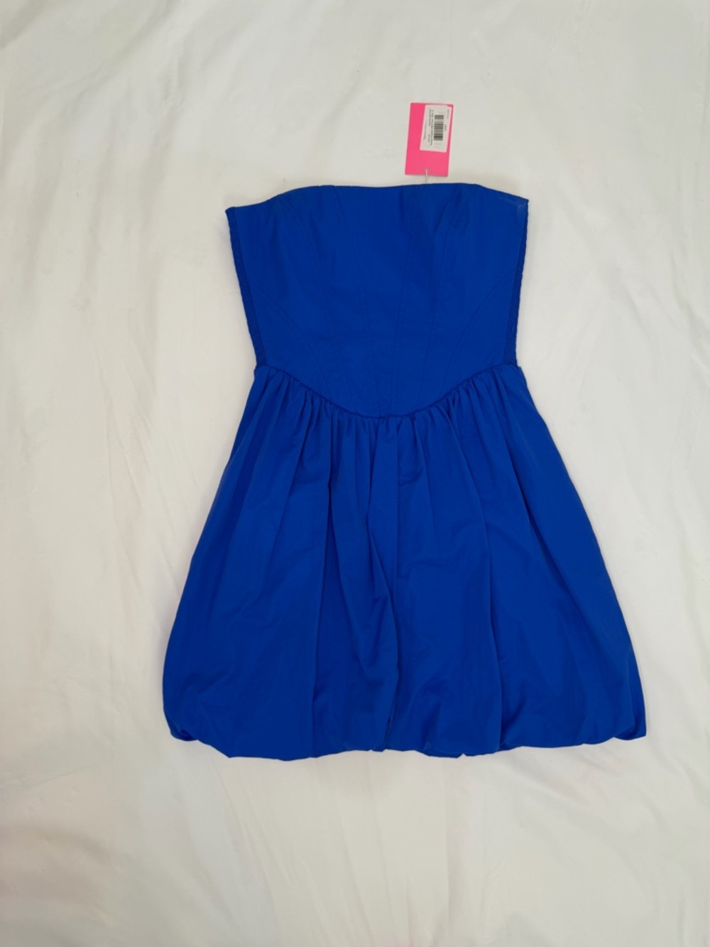 Amanda Uprichard Royal Blue Strapless Bubble-Hem Mini Dress
